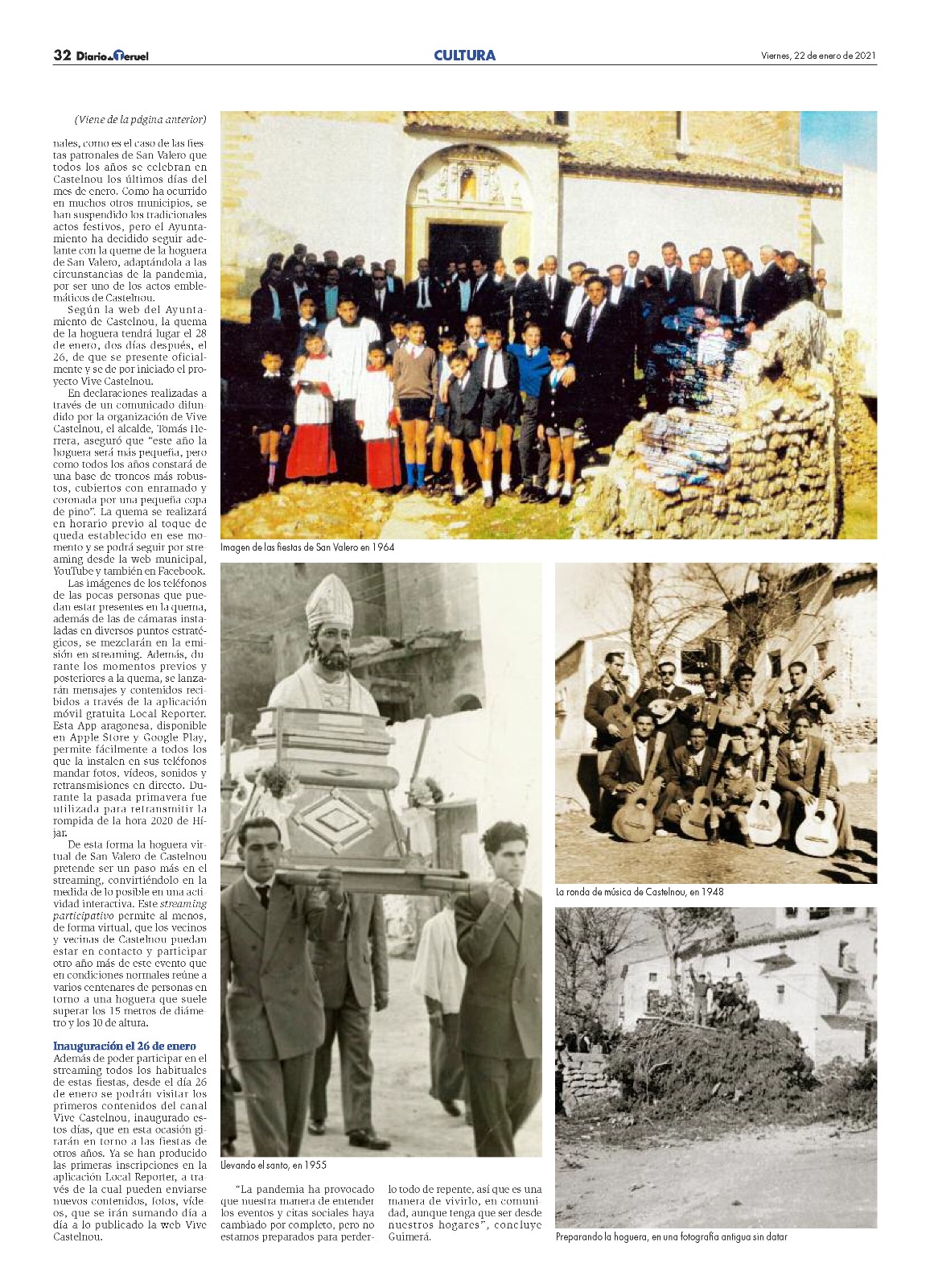 Artículo del Diario de Teruel 22/01/2021: CASTELNOU Vive se propone crear un archivo “online” de patrimonio tradicional (pág. 2)